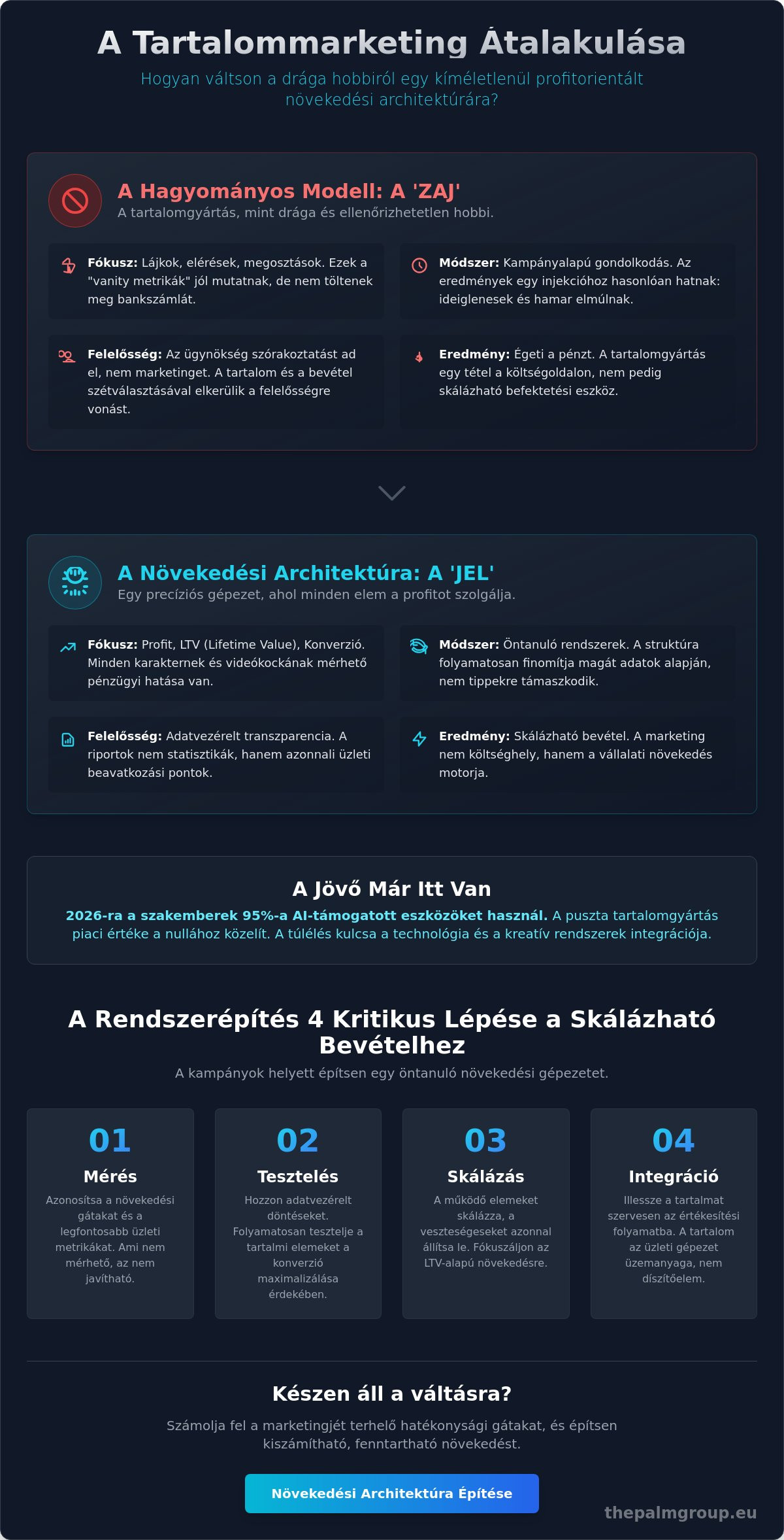 Tartalommarketing rendszer ami bevételt termel: Felejtse el a posztolást, építsen növekedési architektúrát
